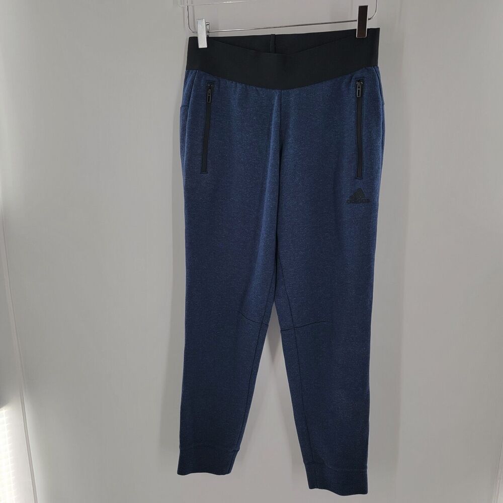 Adidas Joggers Women's Size Small Banded Stretch Waist Blue Black
